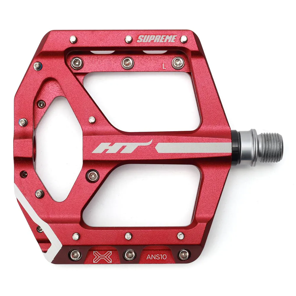 uPRISE Bikes HT Components ANS-10 Supreme Flat MTB Pedals - Red | Price match, 365 day return s, 18-Month Warranty, Finance Available & Free UK Delivery