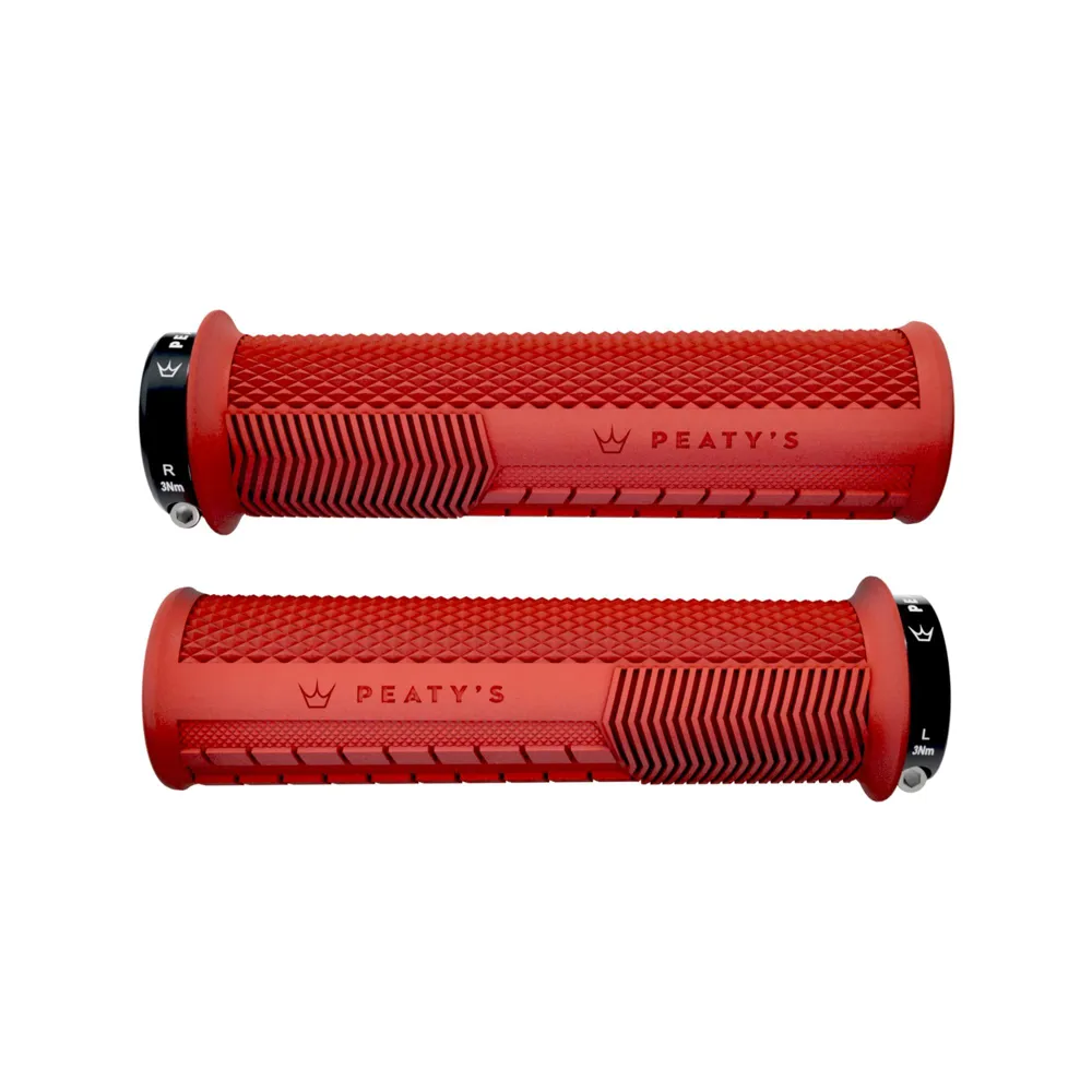 uPRISE Bikes Peaty's Monarch Knurl Grip MTB Grips - Thick - Red | Price match, 365 day return s, 18-Month Warranty, Finance Available & Free UK Delivery