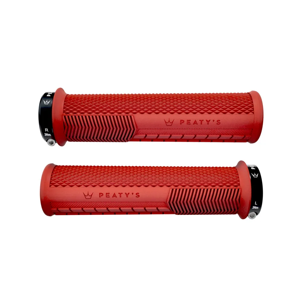uPRISE Bikes Peaty's Monarch Knurl Grip MTB Grips - Thin - Red | Price match, 365 day return s, 18-Month Warranty, Finance Available & Free UK Delivery
