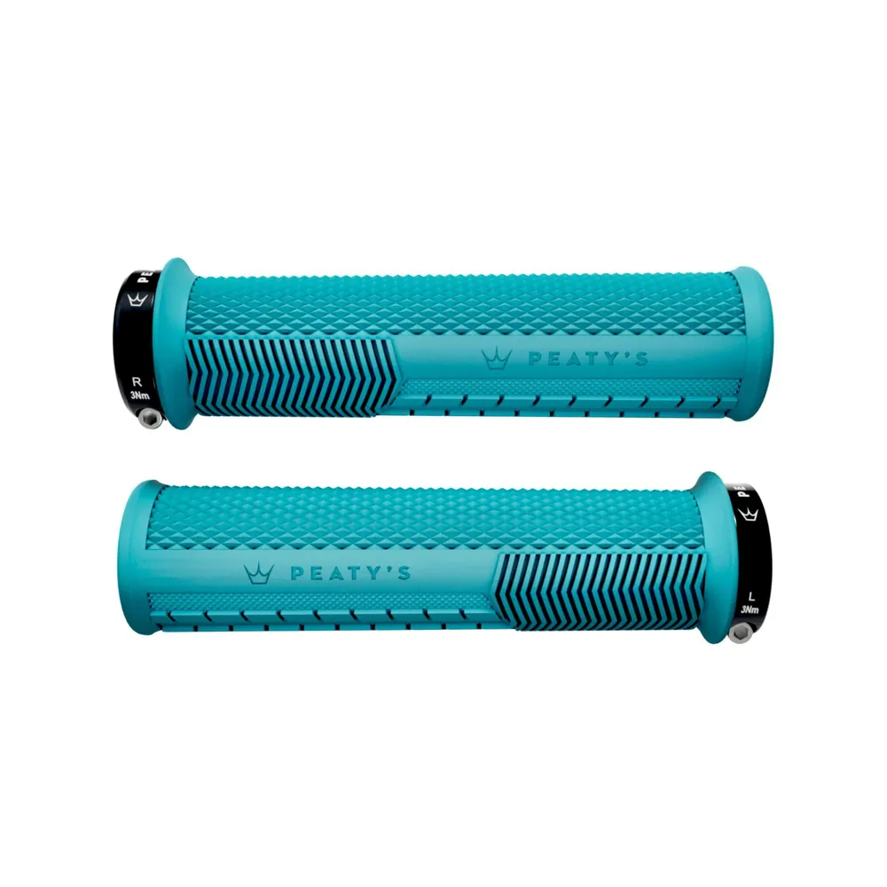 uPRISE Bikes Peaty's Monarch Knurl Grip MTB Grips - Thin - Turquoise | Price match, 365 day return s, 18-Month Warranty, Finance Available & Free UK Delivery