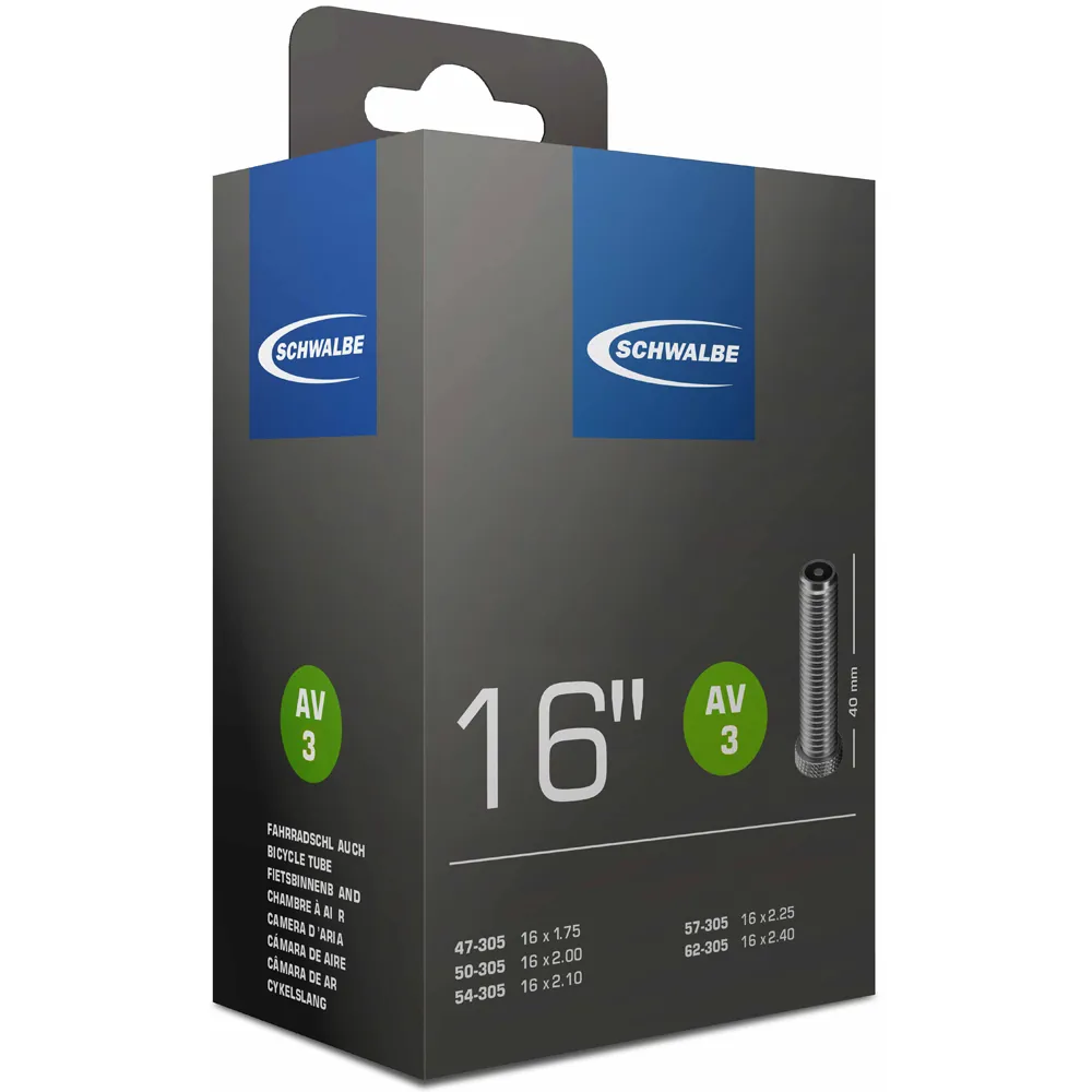 uPRISE Bikes Schwalbe AV3 16 x 1.75/2.5 AV 40mm Inner Tube - Schrader | Price match, 365 day return s, 18-Month Warranty, Finance Available & Free UK Delivery