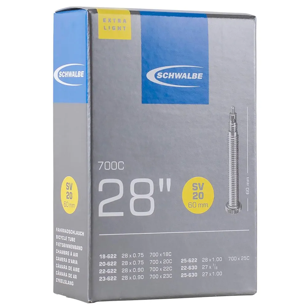uPRISE Bikes Schwalbe SV20 700 x 18/25c 60mm Extra Light Inner Tube - Presta | Price match, 365 day return s, 18-Month Warranty, Finance Available & Free UK Delivery