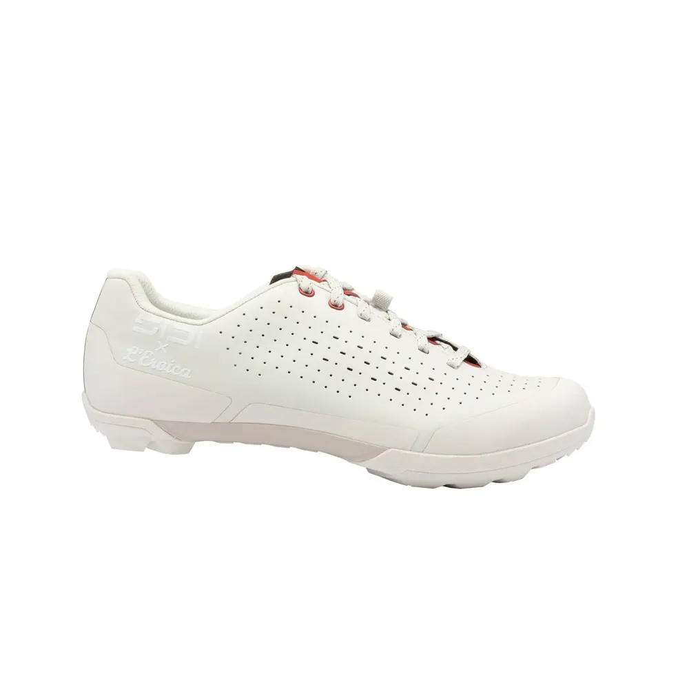 uPRISE Bikes Sidi Polvere Gravel Shoes - Ice White/Dark Red | Price match, 365 day returns, 18-Month Warranty, Finance Available & Free UK Delivery