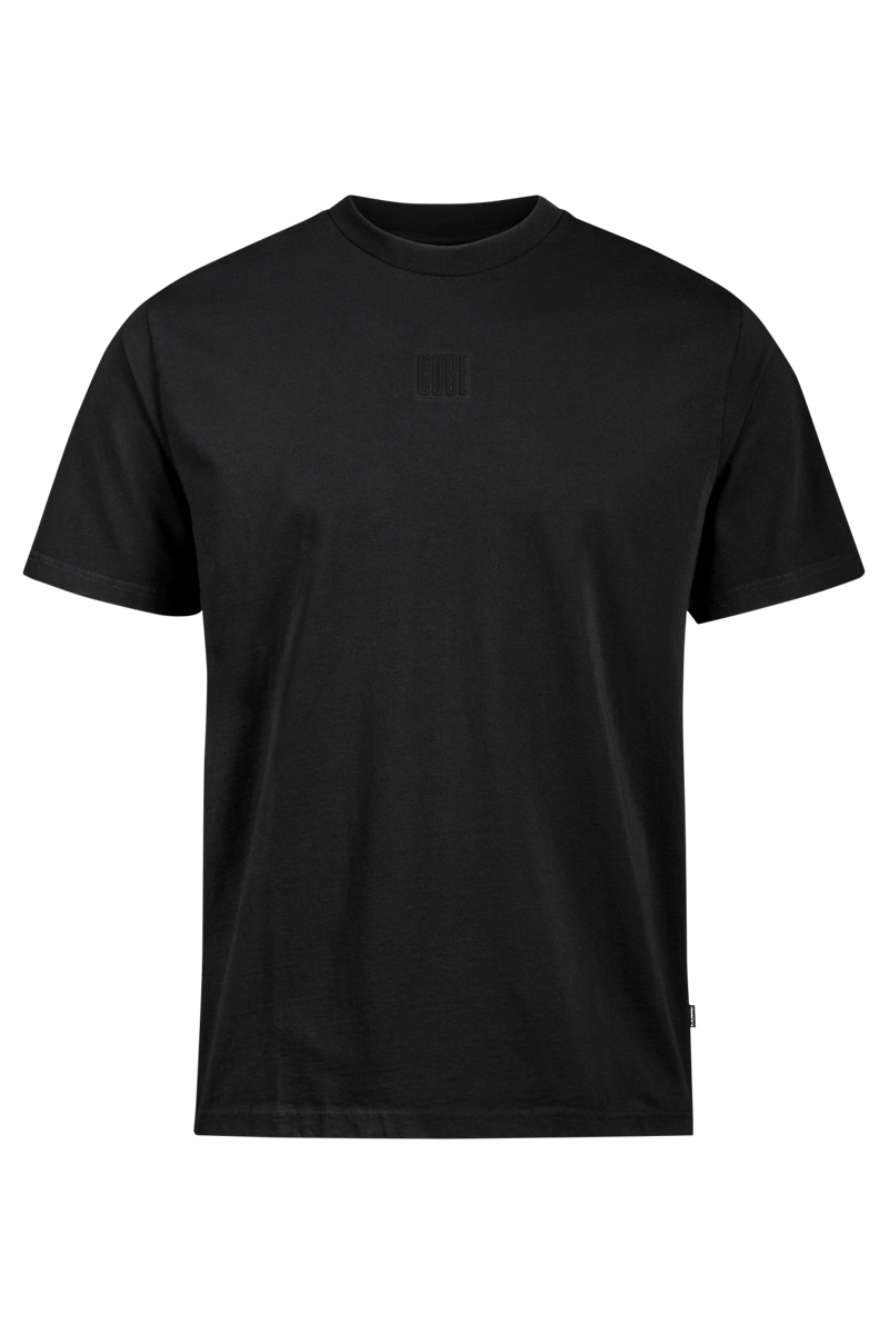 Cube Organic Gravity Fit Embossed Men's T-Shirt - Black