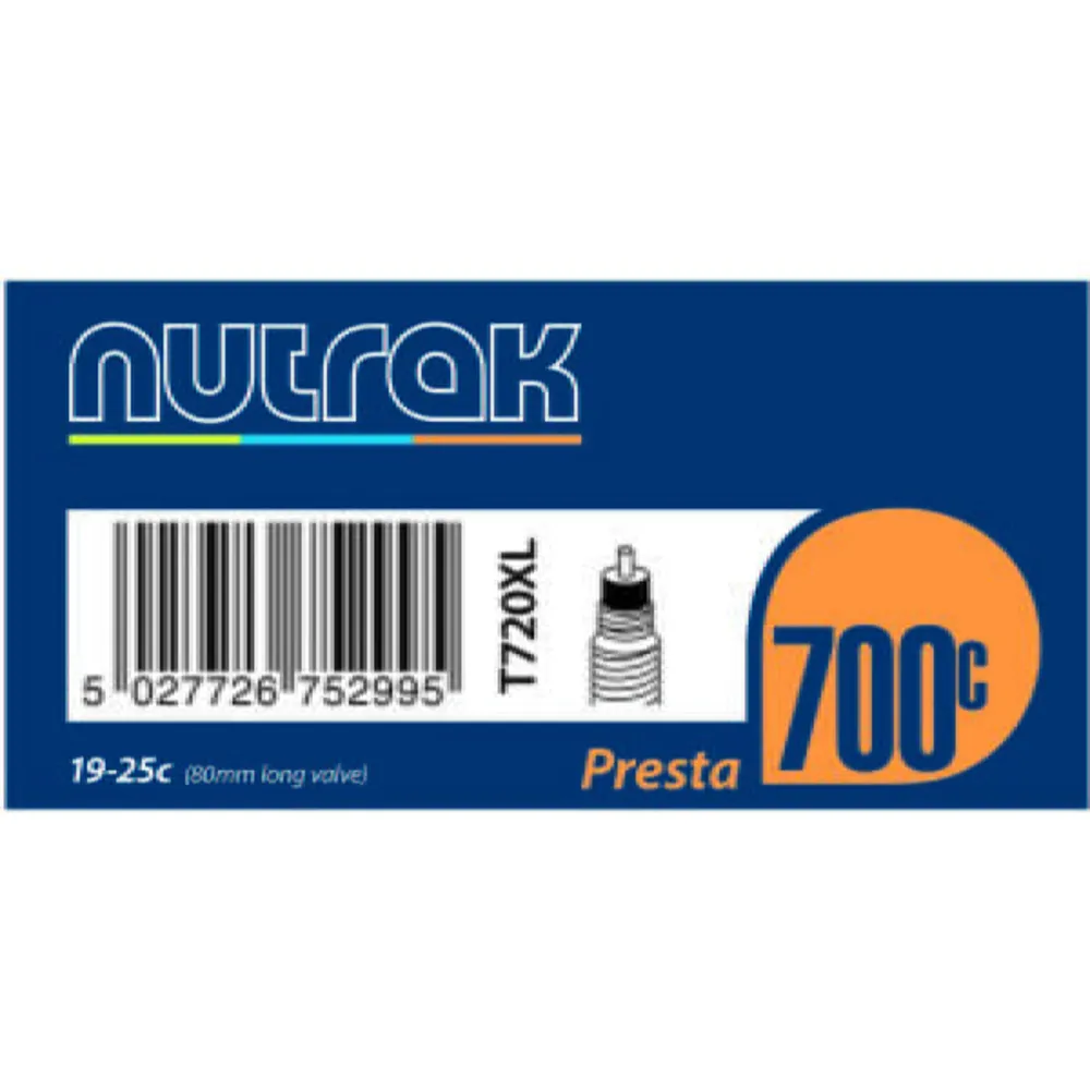 uPRISE Bikes Nutrak 700 x 19-25c Presta 80mm Long Valve Inner Tube | Price match, 365 day return s, 18-Month Warranty, Finance Available & Free UK Delivery