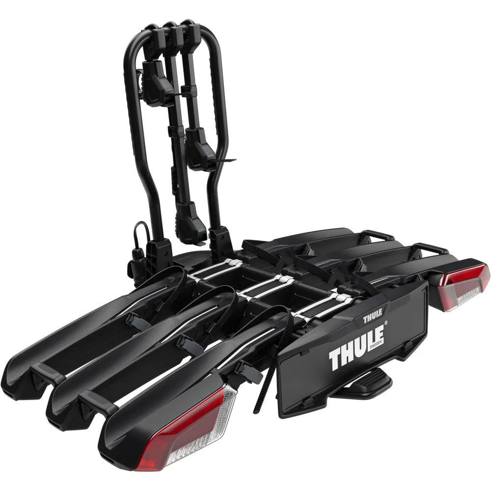 uPRISE Bikes Thule EasyFold 3 3 Bike AcuTight 13-pin Towball Bike Carrier - Black/Silver | Price match, 365 day return s, 18-Month Warranty, Finance Available & Free UK Delivery