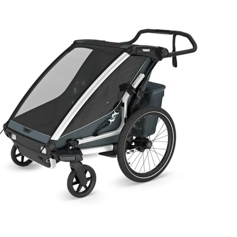 Thule Chariot Cross 2 Double Child Carrier with Cycling and Strolling Kit - Dark Slate