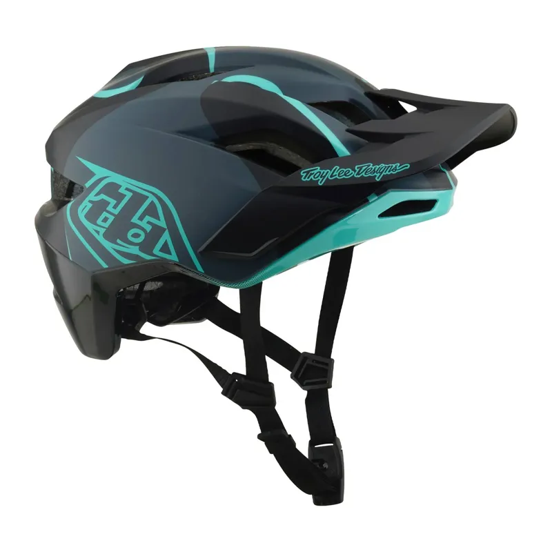Troy Lee Designs Flowline SE MIPS MTB Helmet - Badge Carbon/Real Teal-1