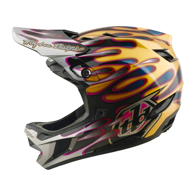 Troy Lee Designs D4 Carbon Mips Full Face Helmet - Overspray Gold/Black-2