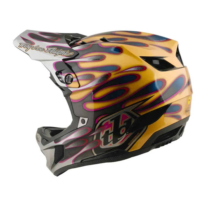 Troy Lee Designs D4 Carbon Mips Full Face Helmet - Overspray Gold/Black-4
