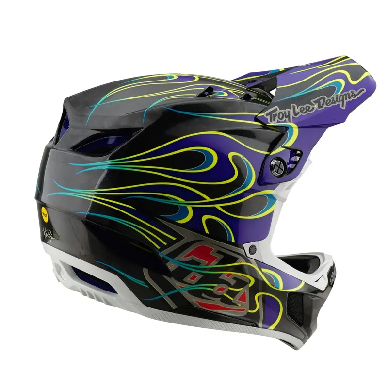 Troy Lee Designs D4 Carbon Mips Full Face Helmet - Torched Black/Purple-5