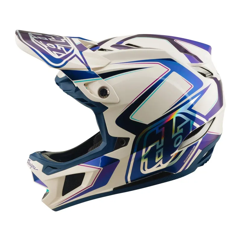 Troy Lee Designs D4 Composite MIPS Full Face Helmet - Flared White/Indigo-2