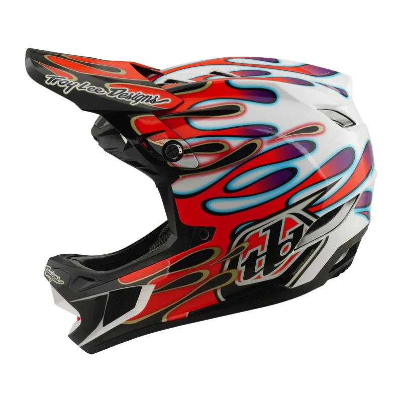 Troy Lee Designs D4 Composite MIPS Full Face Helmet - Overspray White/Red-2