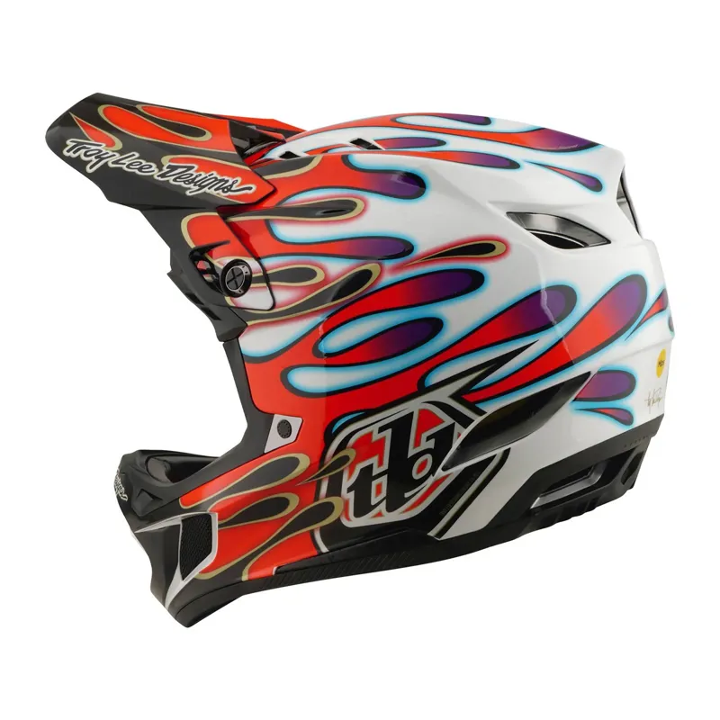 Troy Lee Designs D4 Composite MIPS Full Face Helmet - Overspray White/Red-4