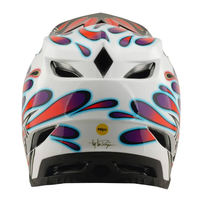 Troy Lee Designs D4 Composite MIPS Full Face Helmet - Overspray White/Red-6