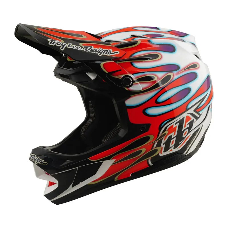 Troy Lee Designs D4 Composite MIPS Full Face Helmet - Overspray White/Red