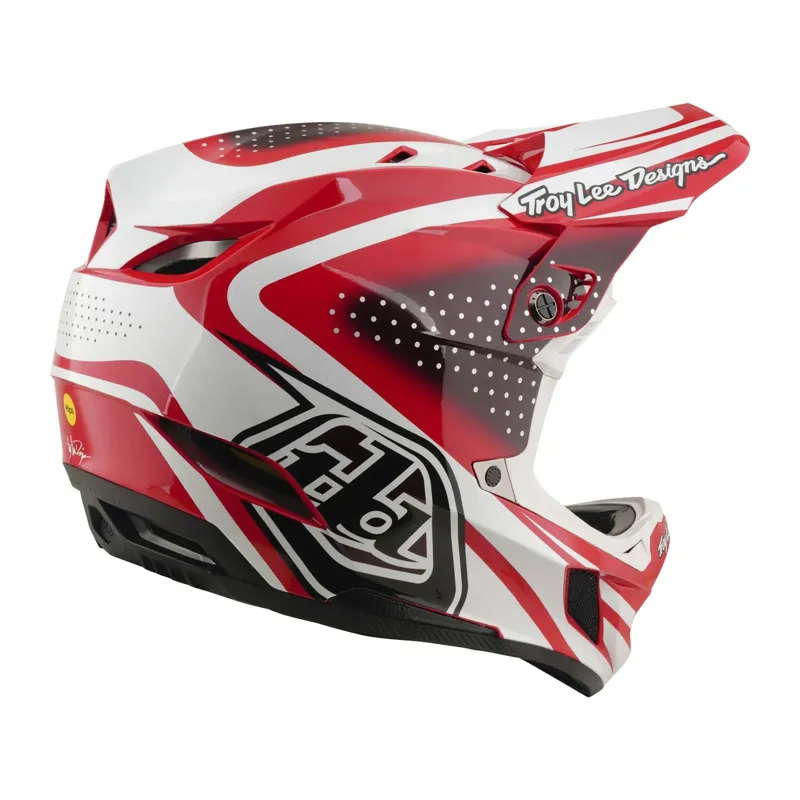 Troy Lee Designs D4 Polyacrylate Mips Full Face Helmet - The Line Fire/White-3
