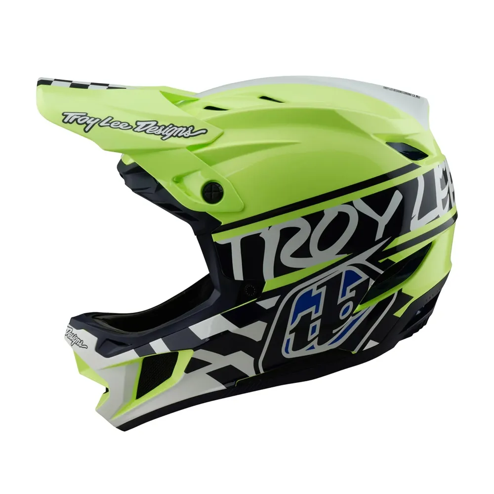 uPRISE Bikes Troy Lee Designs D4 Polyacrylate Mips Full Face Helmet - Fifty-50 Navy/Glo Yellow | Price match, 365 day return s, 18-Month Warranty, Finance Available & Free UK Delivery
