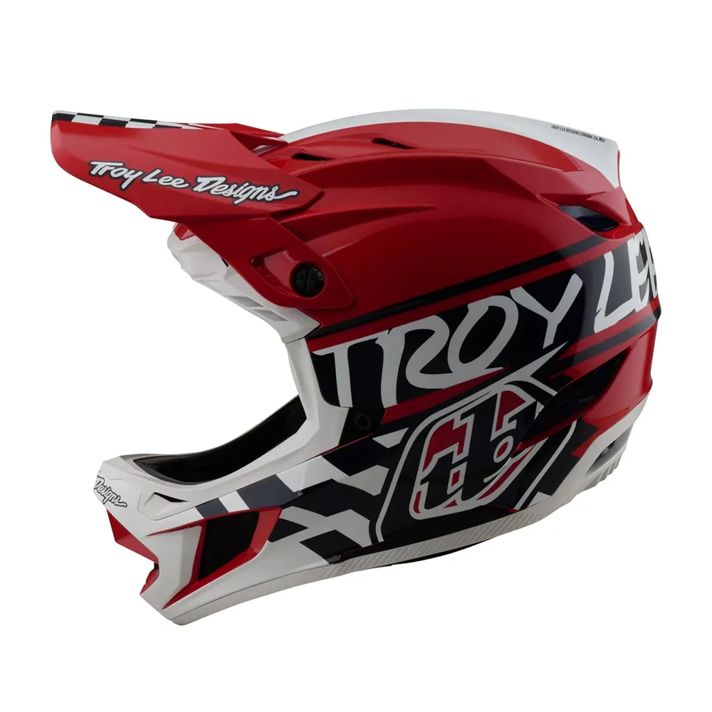 uPRISE Bikes Troy Lee Designs D4 Polyacrylate Mips Full Face Helmet - Fifty-50 White/Red | Price match, 365 day return s, 18-Month Warranty, Finance Available & Free UK Delivery
