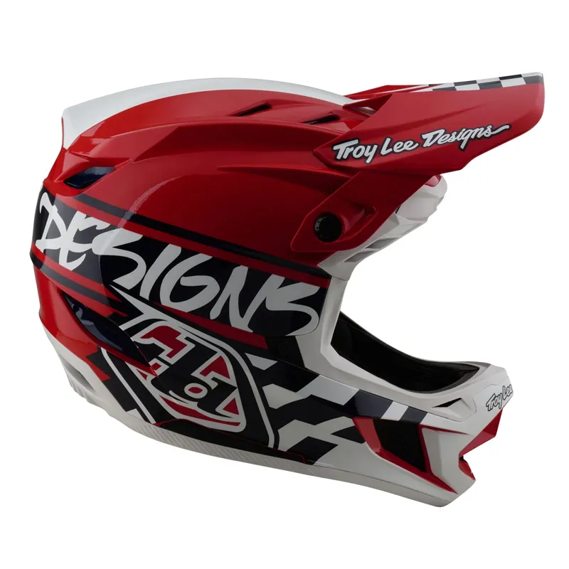 Troy Lee Designs D4 Polyacrylate Mips Full Face Helmet - Fifty-50 White/Red-1