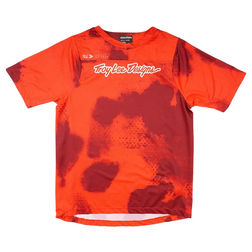 uPRISE Bikes Troy Lee Designs Flowline Youth Short Sleeve Jersey - Flared Fiery Red | Price match, 365 day return s, 18-Month Warranty, Finance Available & Free UK Delivery