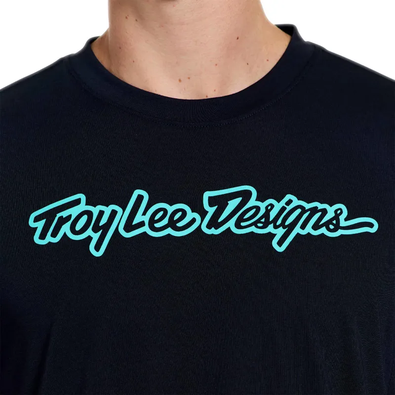 Troy Lee Designs Skyline Ride Men's Short Sleeve Jersey - Signature Black/Real Teal-5