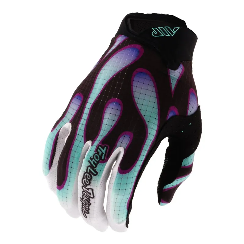 Troy Lee Designs Air Long Finger Gloves - Overspray Black/Real Teal