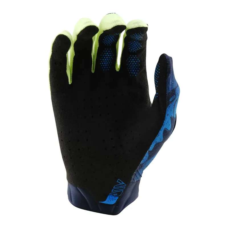 Troy Lee Designs Youth Air Long Finger Gloves - Drip Glo Yellow/Navy-1