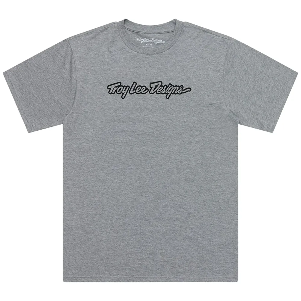 uPRISE Bikes Troy Lee Designs Signature Men's Short Sleeve T-Shirt - Grey Heather | Price match, 365 day return s, 18-Month Warranty, Finance Available & Free UK Delivery