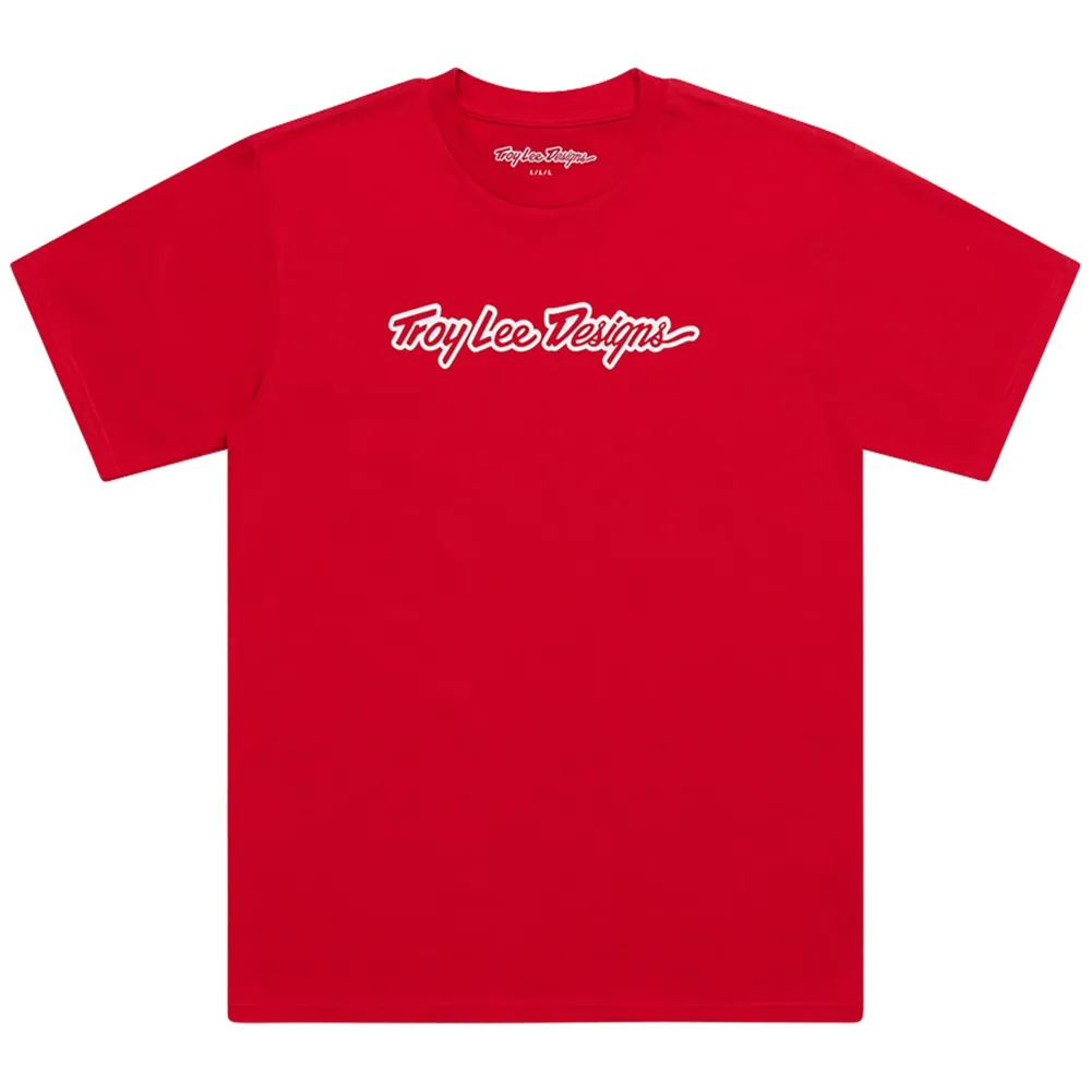 uPRISE Bikes Troy Lee Designs Signature Men's Short Sleeve T-Shirt - Red | Price match, 365 day return s, 18-Month Warranty, Finance Available & Free UK Delivery