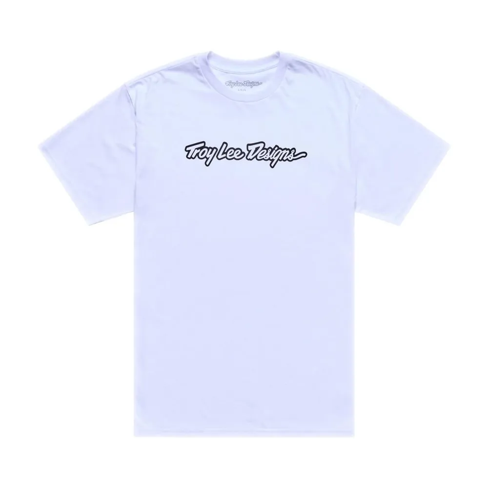 uPRISE Bikes Troy Lee Designs Signature Men's Short Sleeve T-Shirt - White/Black | Price match, 365 day returns, 18-Month Warranty, Finance Available & Free UK Delivery