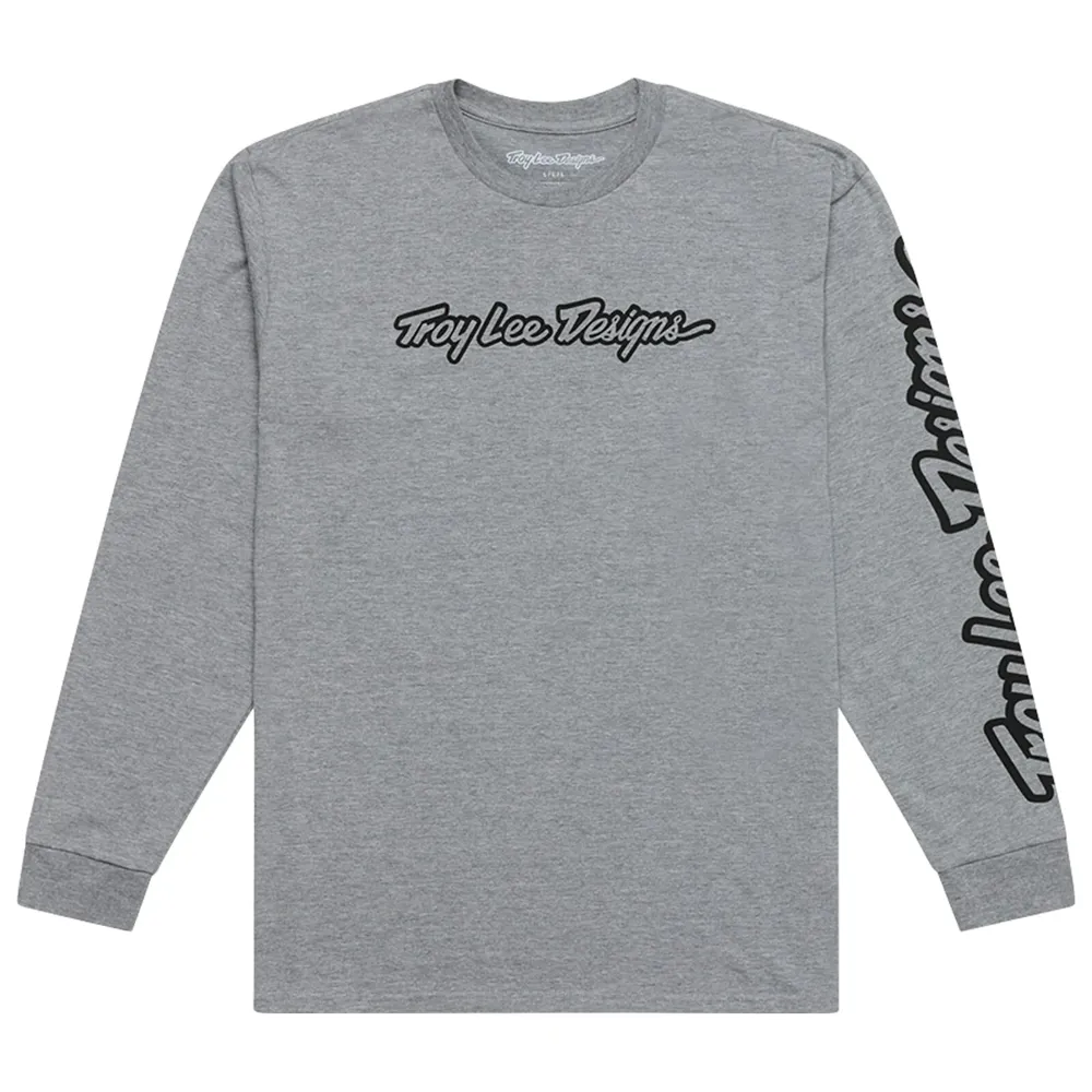 uPRISE Bikes Troy Lee Designs Signature Men's Long Sleeve T-Shirt - Grey Heather | Price match, 365 day return s, 18-Month Warranty, Finance Available & Free UK Delivery