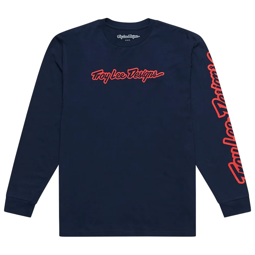 uPRISE Bikes Troy Lee Designs Signature Men's Long Sleeve T-Shirt - Navy | Price match, 365 day return s, 18-Month Warranty, Finance Available & Free UK Delivery
