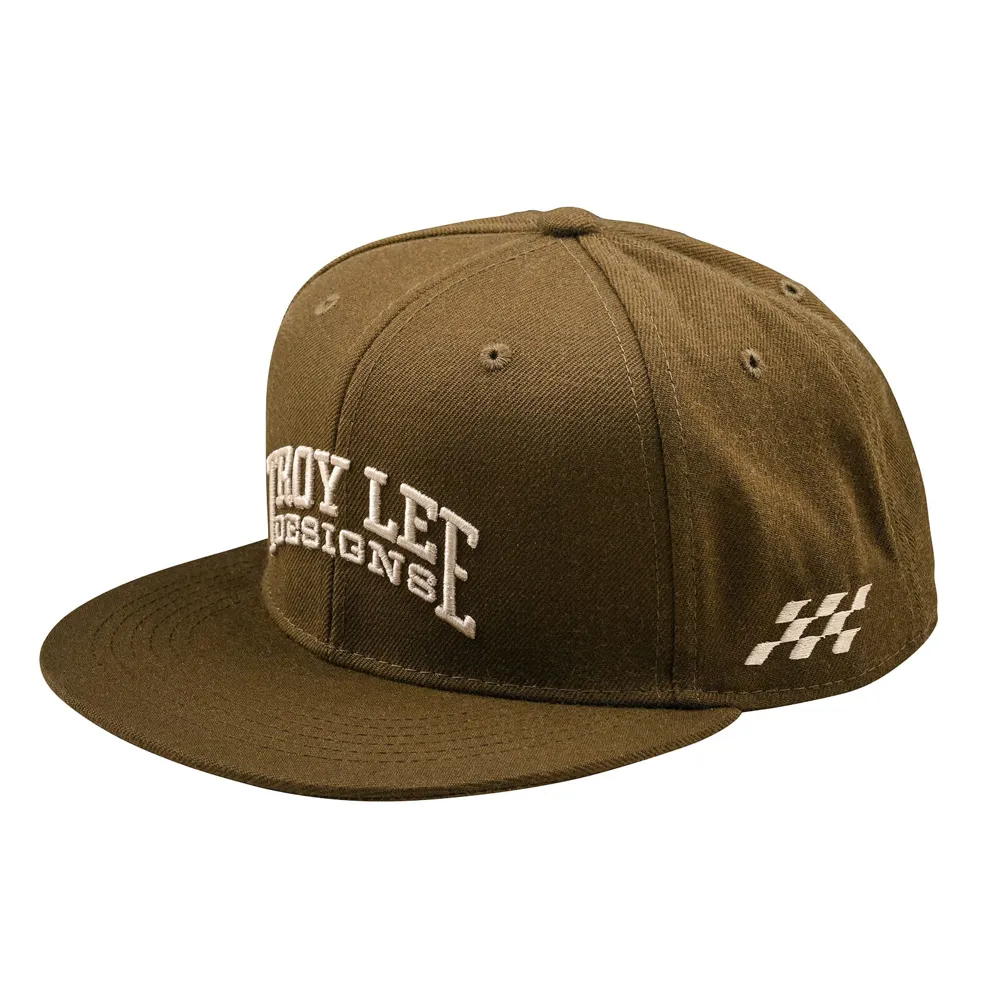uPRISE Bikes Troy Lee Designs Scholar Flat Bill Snapback Cap - Olive | Price match, 365 day return s, 18-Month Warranty, Finance Available & Free UK Delivery