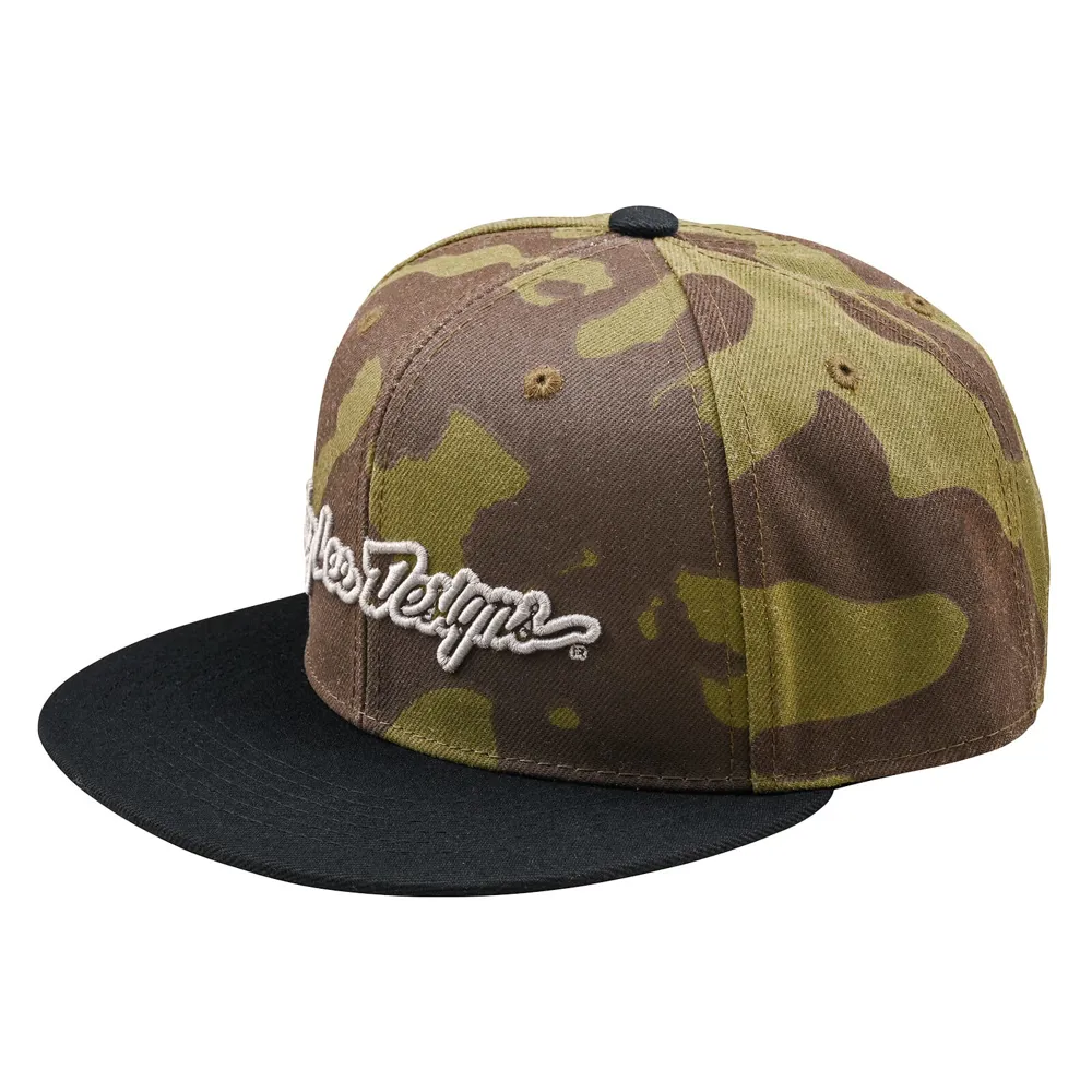uPRISE Bikes Troy Lee Designs Signature Flat Bill Snapback Cap - Olive Camo | Price match, 365 day return s, 18-Month Warranty, Finance Available & Free UK Delivery