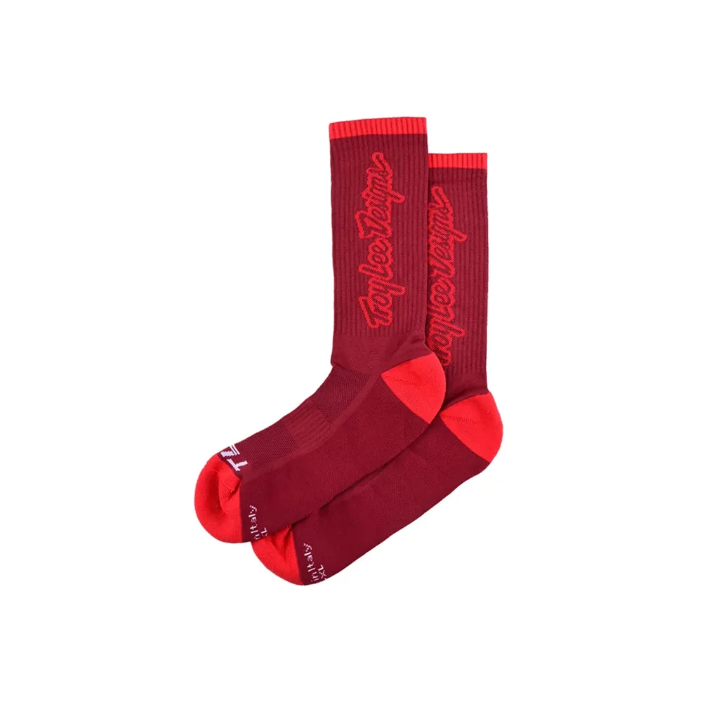uPRISE Bikes Troy Lee Designs Performance Socks - Signature Oxblood | Price match, 365 day return s, 18-Month Warranty, Finance Available & Free UK Delivery