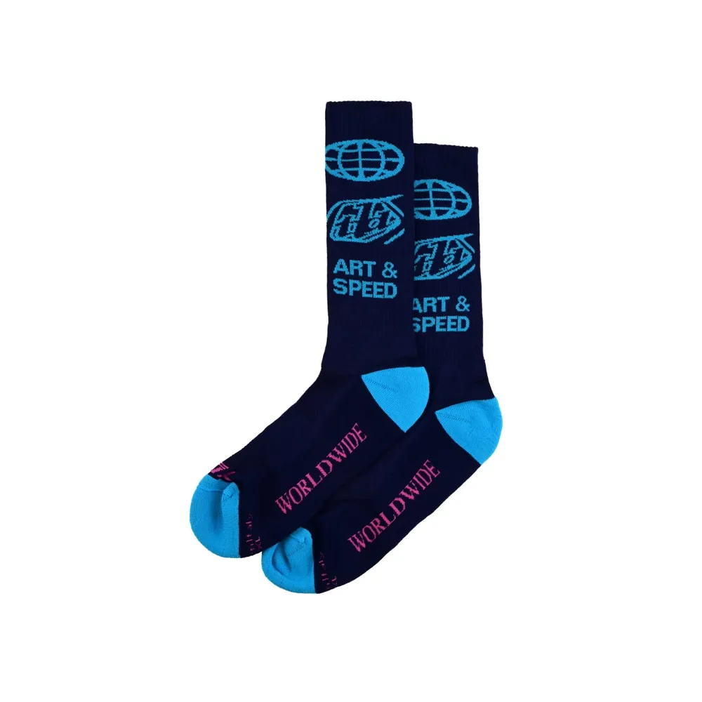 uPRISE Bikes Troy Lee Designs Performance Socks - Worldwide Midnight | Price match, 365 day return s, 18-Month Warranty, Finance Available & Free UK Delivery