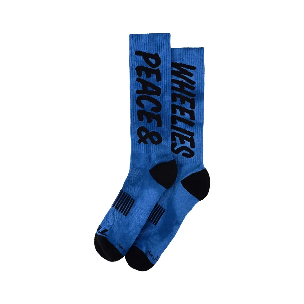 uPRISE Bikes Troy Lee Designs Performance Socks - Peace Wheelies Cobalt | Price match, 365 day return s, 18-Month Warranty, Finance Available & Free UK Delivery
