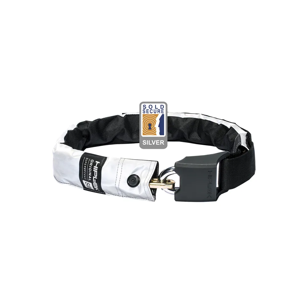 uPRISE Bikes Hiplok HipLok Superbright Wearable Chain Lock Silver Sold Secure - Hi Viz | Price match, 365 day return s, 18-Month Warranty, Finance Available & Free UK Delivery