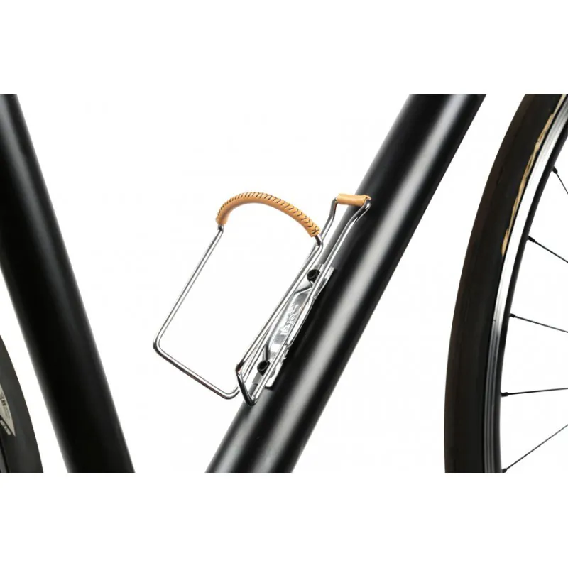 Zefal Vintage Water Bottle Cage - Silver/Brown Leather-1