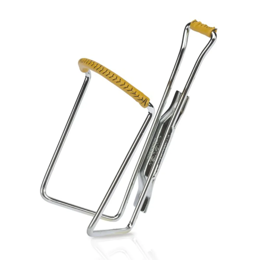 uPRISE Bikes Zefal Vintage Water Bottle Cage - Silver/Brown Leather | Price match, 365 day return s, 18-Month Warranty, Finance Available & Free UK Delivery
