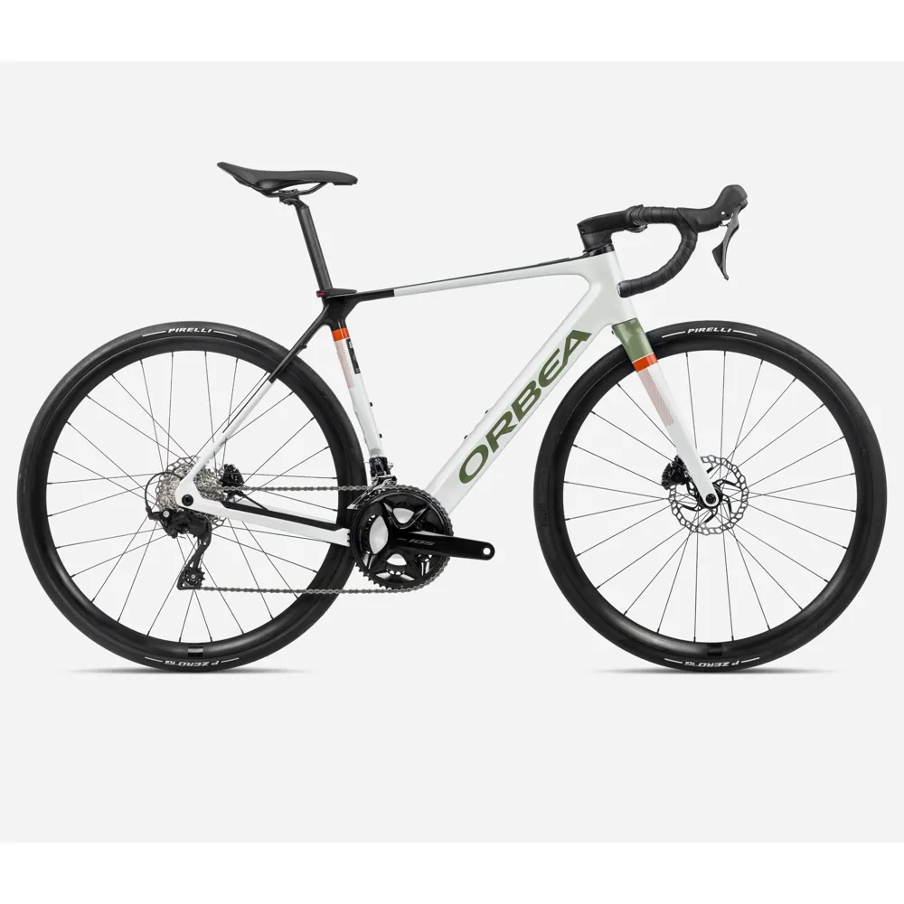 uPRISE Bikes Orbea Gain M30 2024 Carbon Electric Road Bike - White Chic/Green | Price match, 365 day return s, 18-Month Warranty, Finance Available & Free UK Delivery