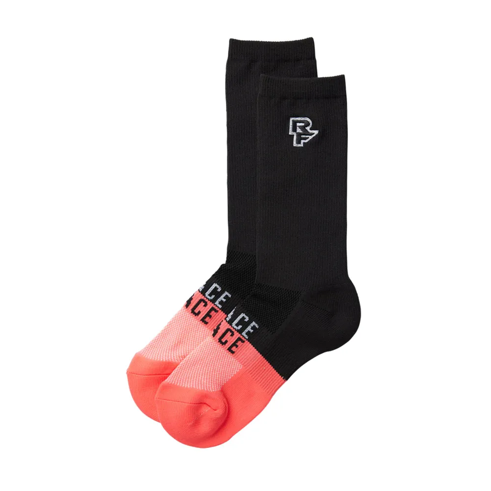 uPRISE Bikes Race Face Far Out Coolmax Men's Socks - Black/Coral | Price match, 365 day return s, 18-Month Warranty, Finance Available & Free UK Delivery