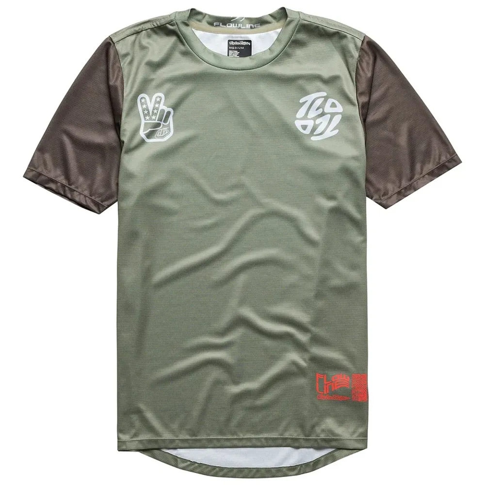 uPRISE Bikes Troy Lee Designs Flowline Men's Short Sleeve Jersey - Flipped Olive | Price match, 365 day return s, 18-Month Warranty, Finance Available & Free UK Delivery