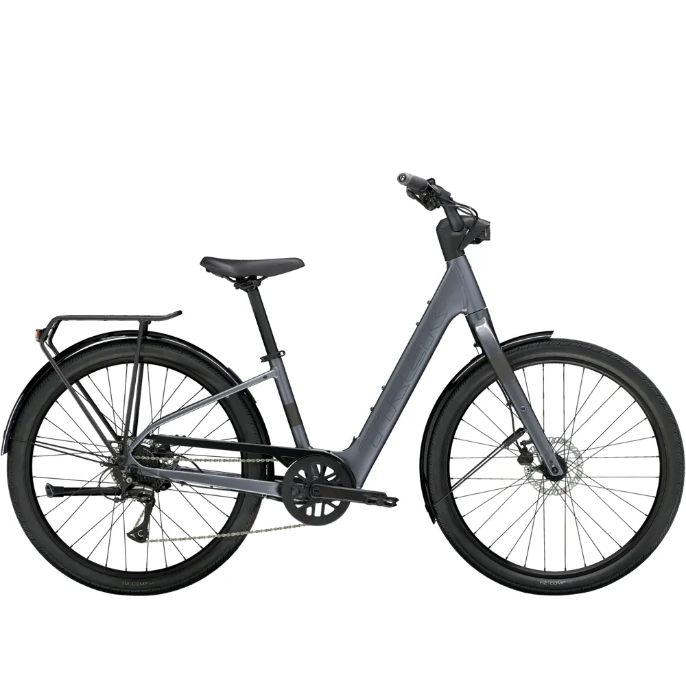 uPRISE Bikes Trek Verve+ 1 Lowstep 250w 2026 Electric Hybrid Bike - Galactic Grey | Price match, 365 day return s, 18-Month Warranty, Finance Available & Free UK Delivery