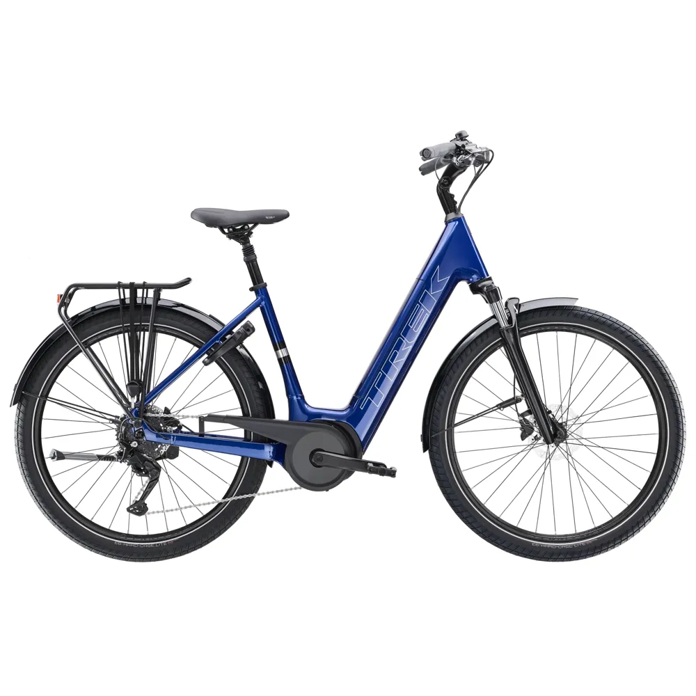 uPRISE Bikes Trek Verve+ 3 545wh Lowstep 2026 Electric Hybrid Bike - Hex Blue | Price match, 365 day return s, 18-Month Warranty, Finance Available & Free UK Delivery