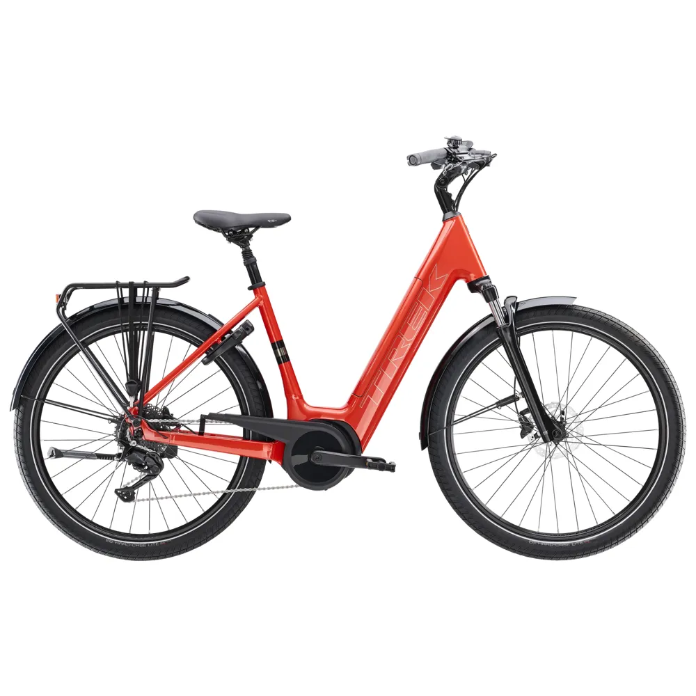 uPRISE Bikes Trek Verve+ 3 400wh Lowstep 2026 Electric Hybrid Bike - Lava Red | Price match, 365 day return s, 18-Month Warranty, Finance Available & Free UK Delivery