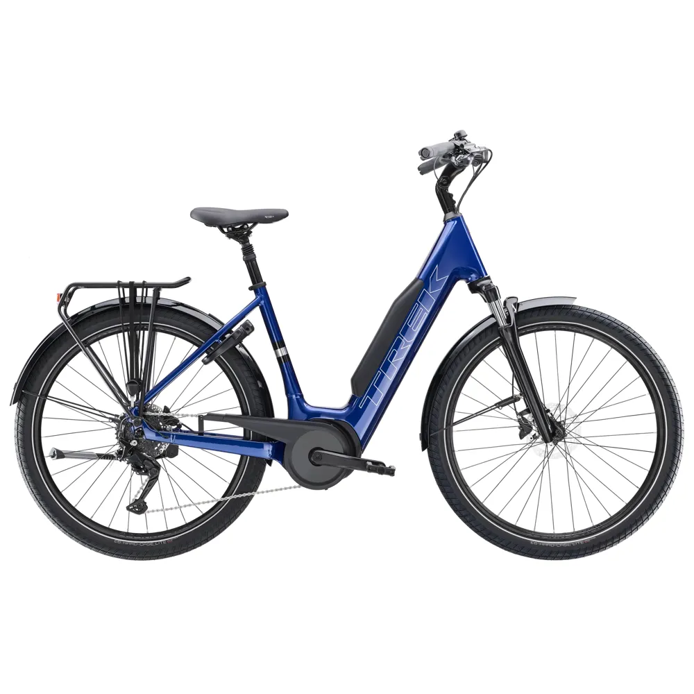 uPRISE Bikes Trek Verve+ 3 800wh Lowstep 2026 Electric Hybrid Bike - Hex Blue | Price match, 365 day return s, 18-Month Warranty, Finance Available & Free UK Delivery