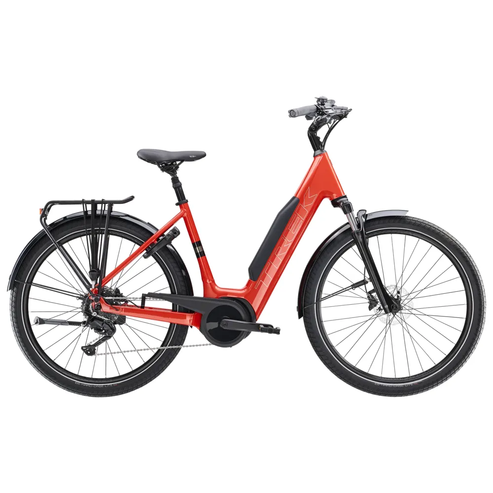 uPRISE Bikes Trek Verve+ 3 800wh Lowstep 2026 Electric Hybrid Bike - Lava Red | Price match, 365 day return s, 18-Month Warranty, Finance Available & Free UK Delivery