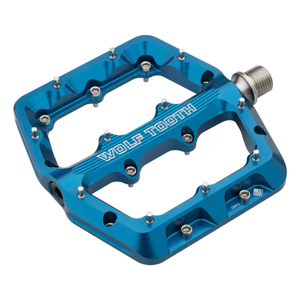 uPRISE Bikes Wolf Tooth Waveform Flat MTB Pedals - Blue | Price match, 365 day return s, 18-Month Warranty, Finance Available & Free UK Delivery